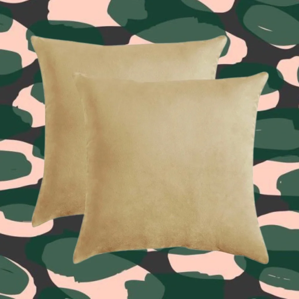 Luxury Home | Elegant Chic Golden Khaki Soft Velvet Throw Pillow Covers
