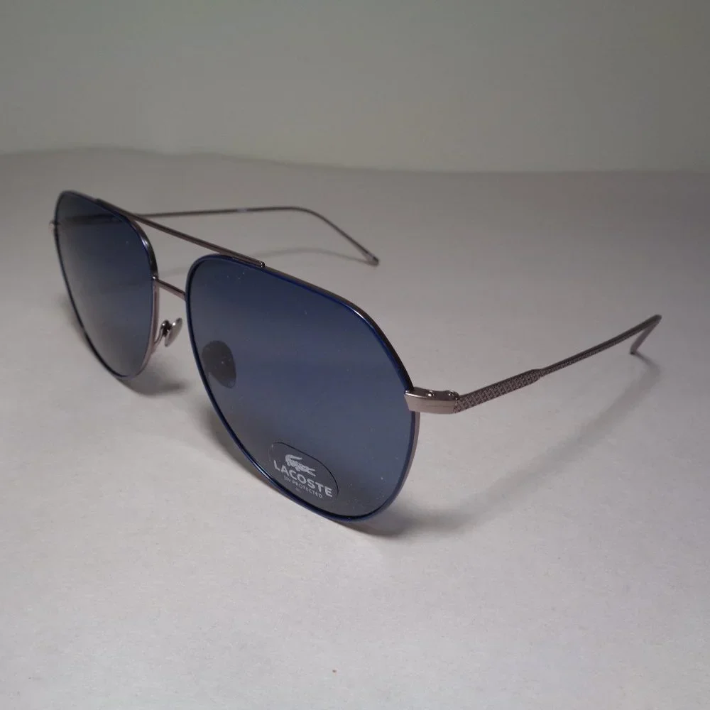 Lacoste L209S Silver Matte New Men's Aviator Sunglasses