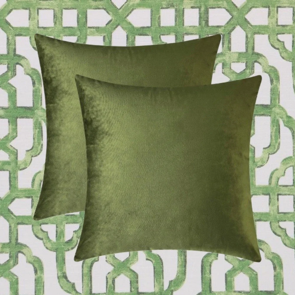 Luxury Home | Chic Olive Green Soft Luxe Velvet Throw Pillow Covers