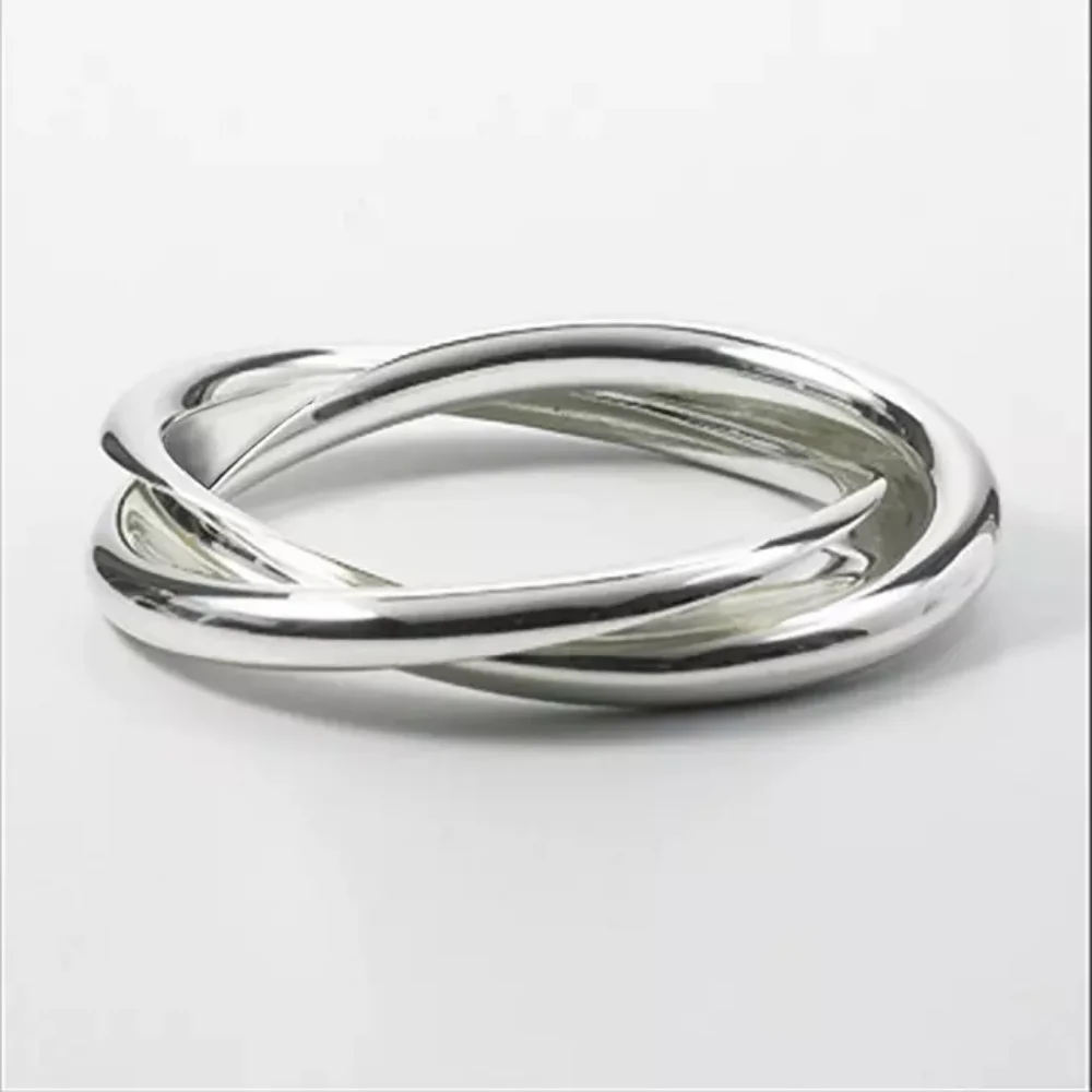 New Unisex 925 Silver Double Layer Men Women Ring