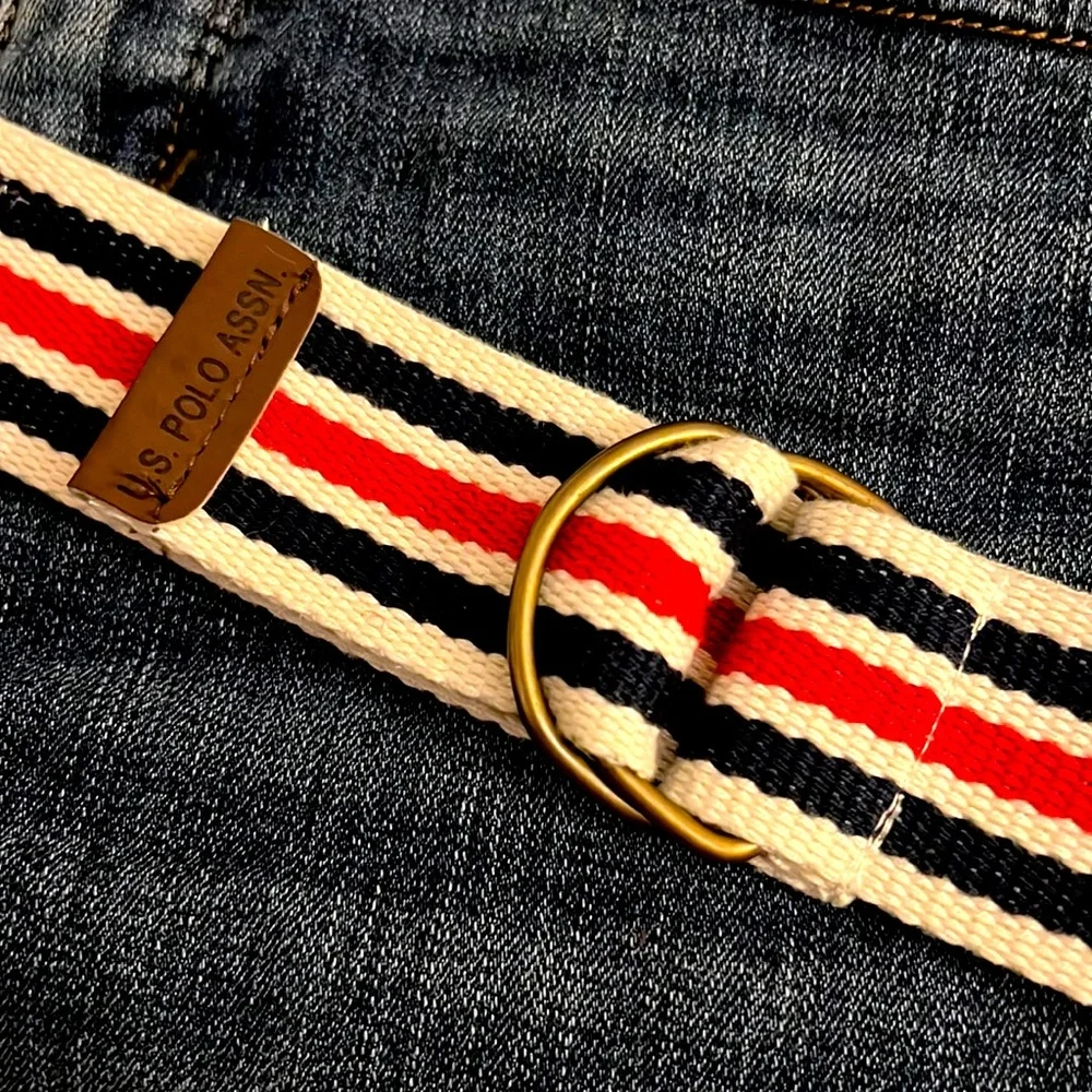 NWOT Double brass ring woven belt