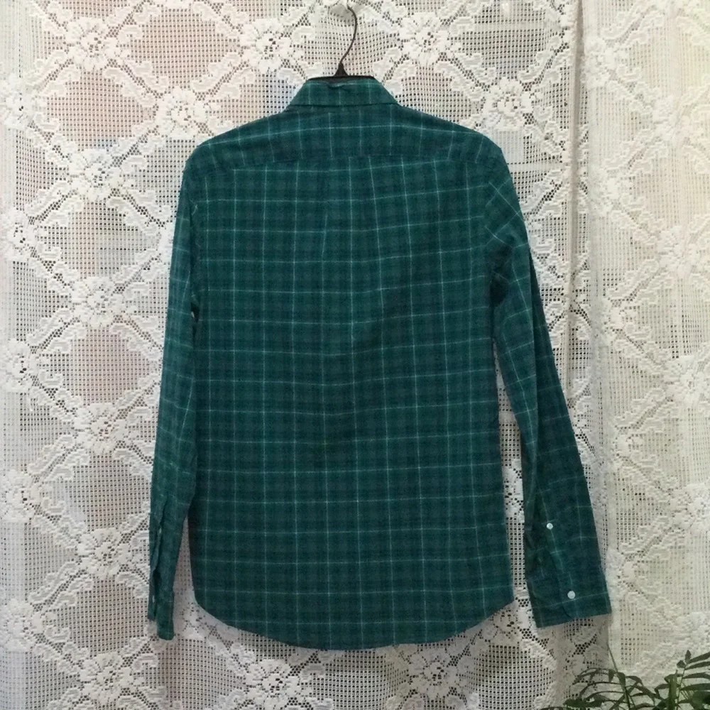 J.Crew Men's Slim Green Plaid Stretch Button Up Long Sleeve Shirt Size S