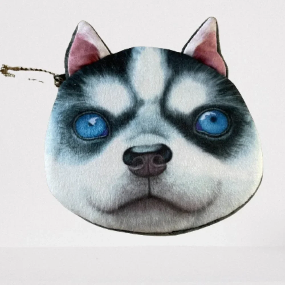 Coin Purse Dog Face Print Zip Small Coin Wallet Mini Pouch New