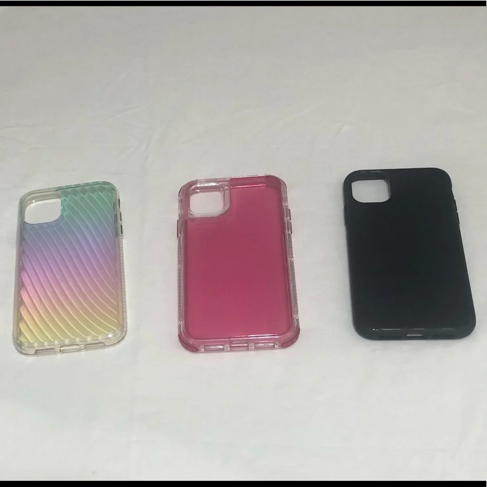 3PK IPhone XR/11 Cases. Pink/black leopard/silver