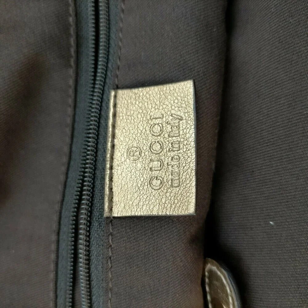 Gucci Tote Bag GG Canvas Light Brown Silk Satin