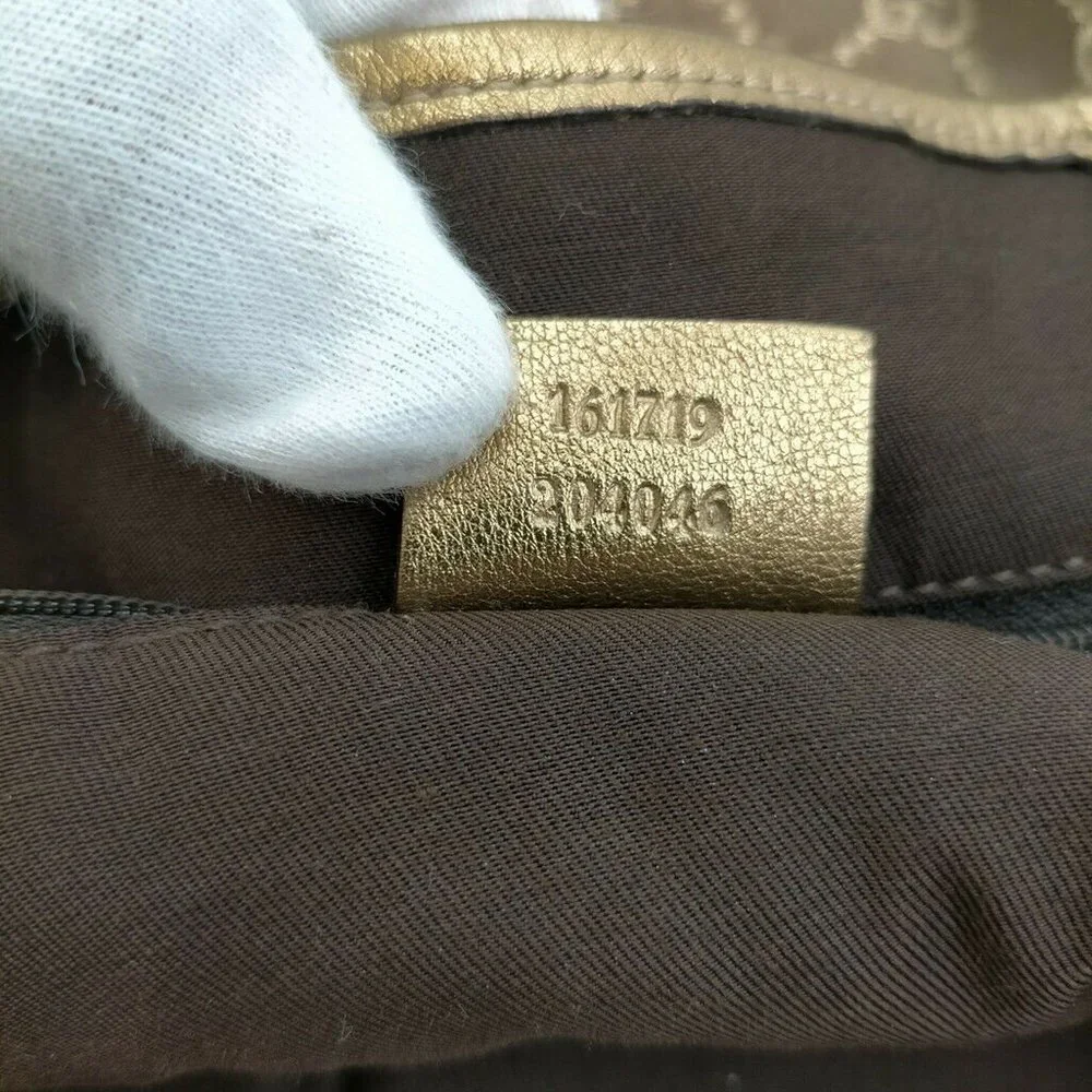 Gucci Tote Bag GG Canvas Light Brown Silk Satin