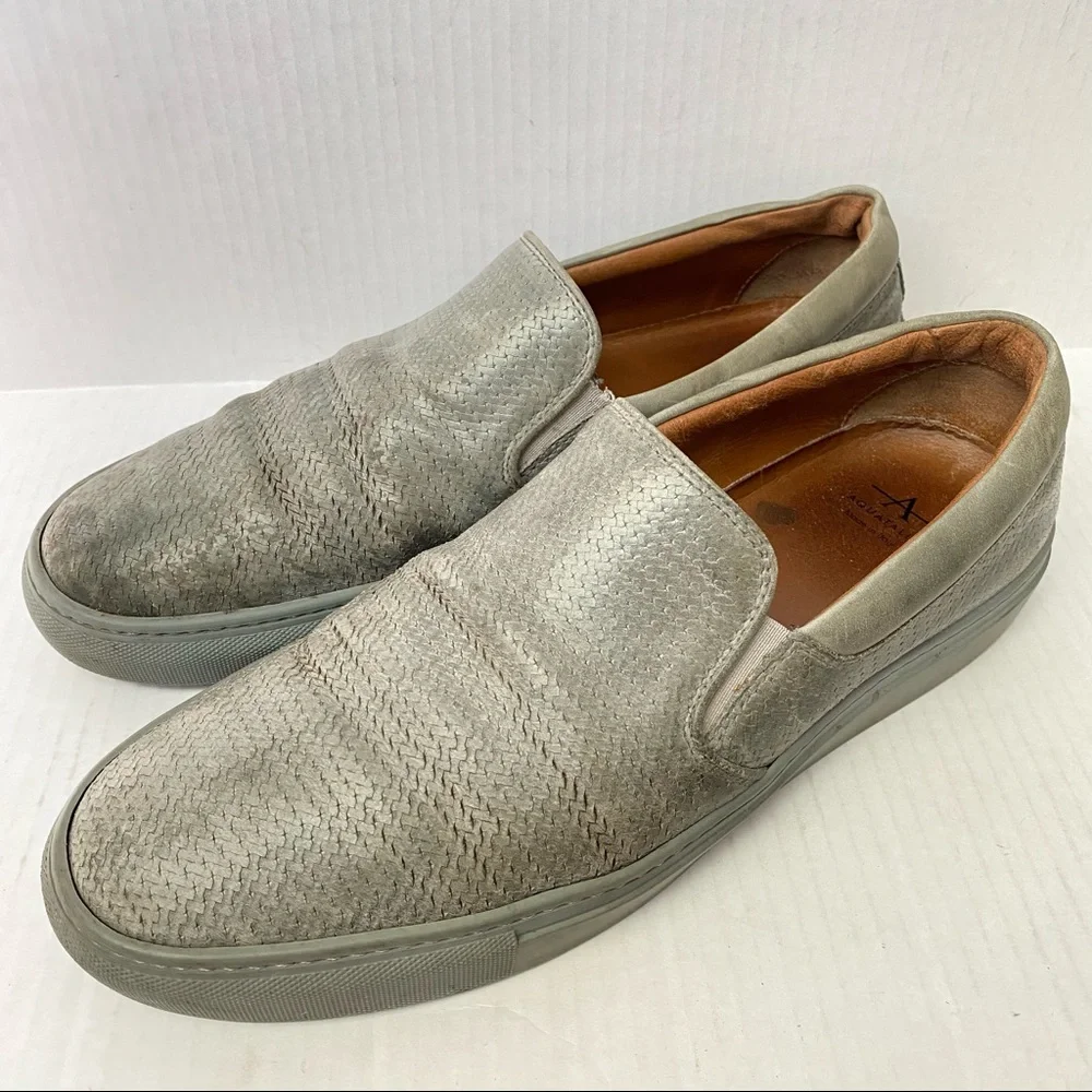 Aquatalia Italian Woven Leather Slip On Shoes