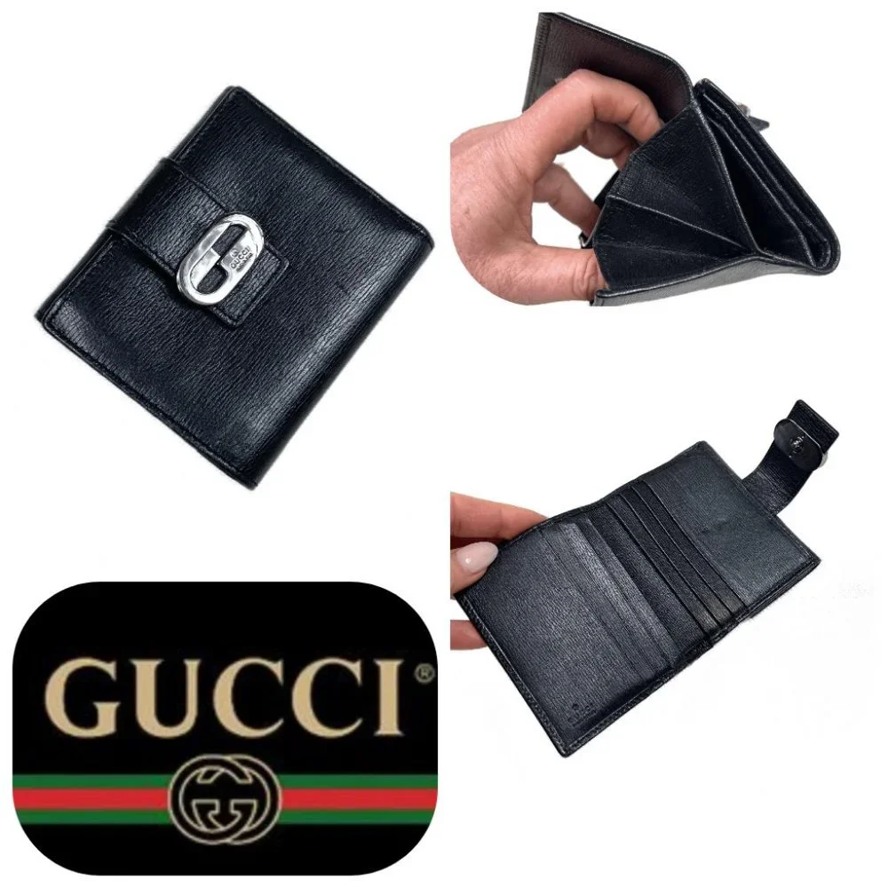 Auc Gucci Snappy Bi-fold GG vintage leather wallet