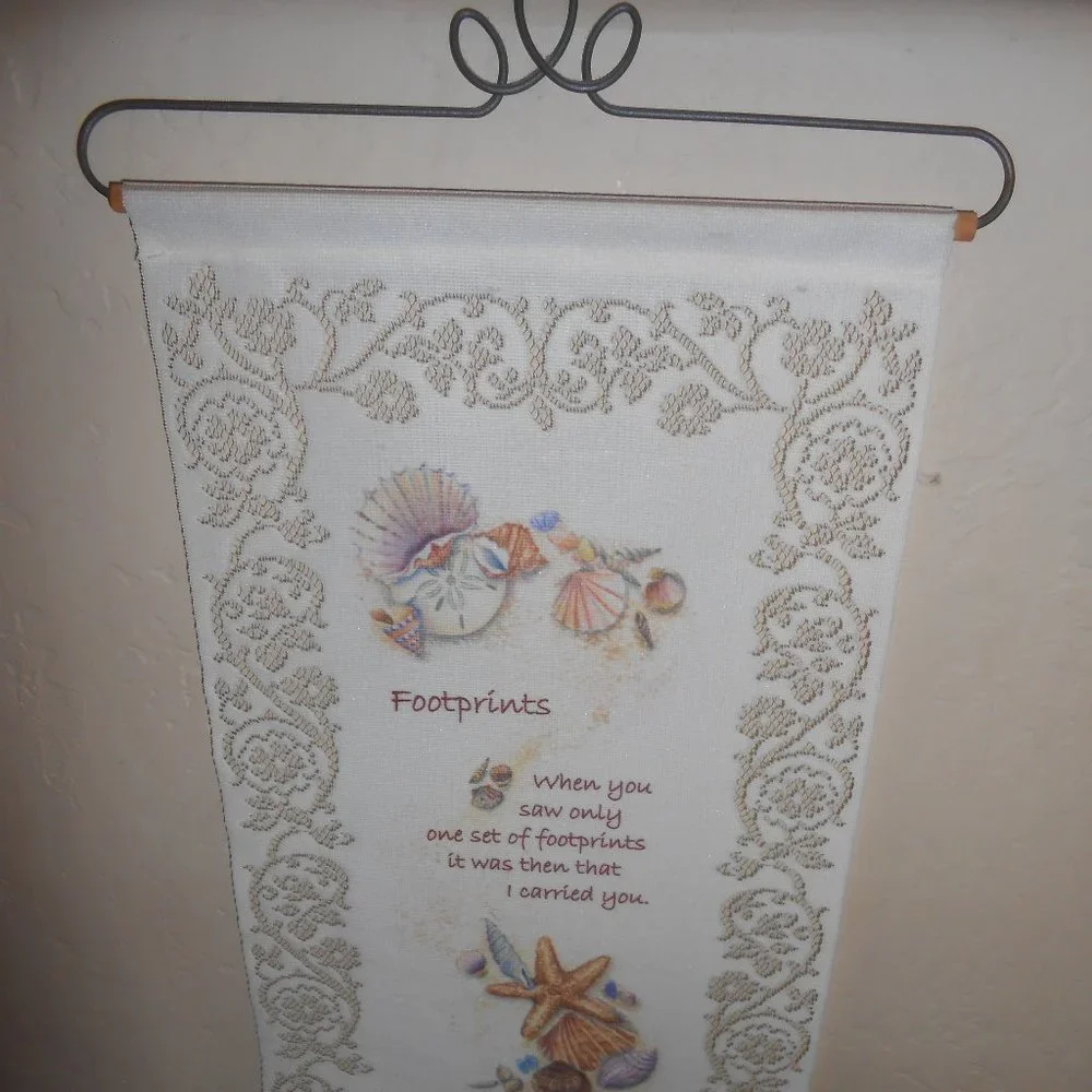 Beautiful Hanging Lace Cloth Banner FOOTPRINTS Sign 💖
