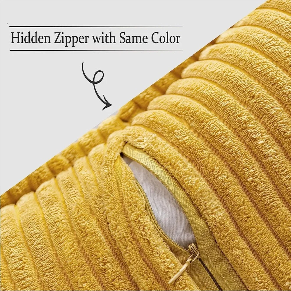 Sunflower Yellow Corduroy Decorative Farmhouse Luxury Soft Pillow Cover Cute Set