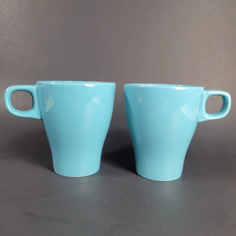 2 IKEA Fargrik Mug Turquoise Blue Green Coffee Tea Mug #21533