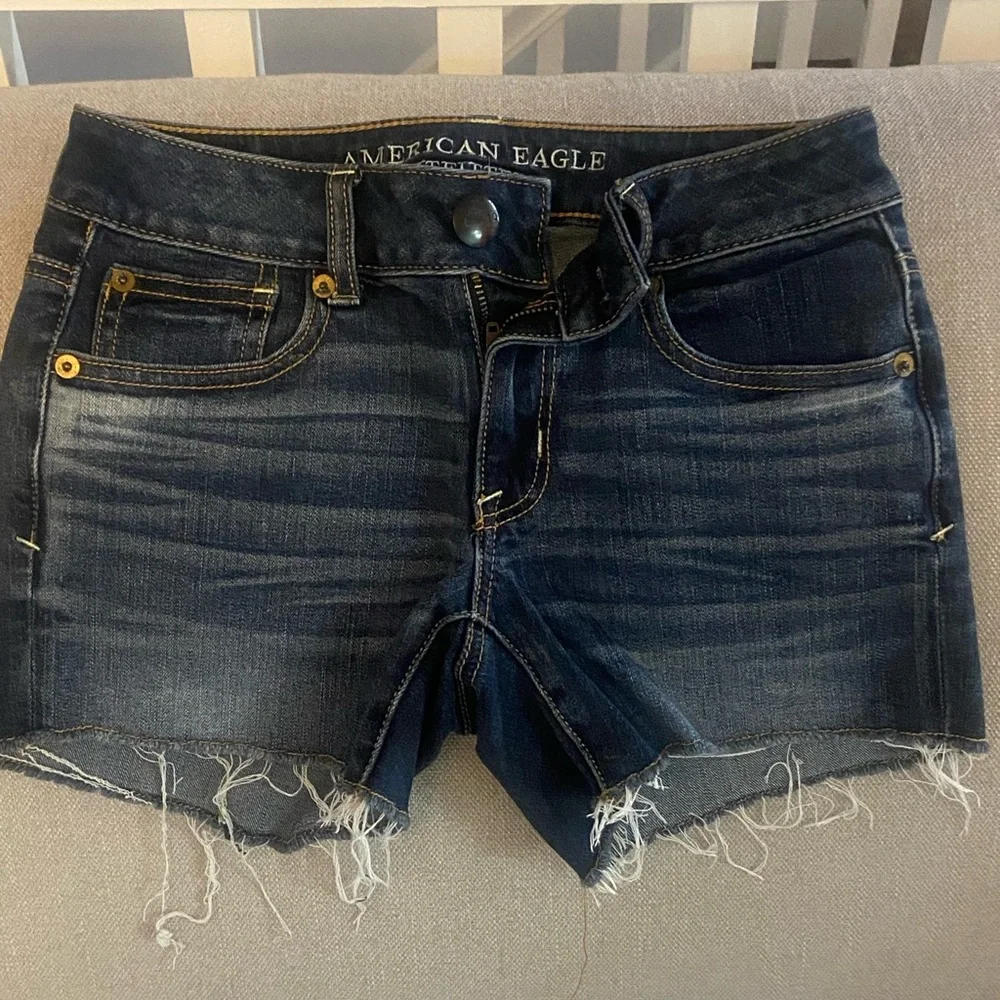 American Eagle Dark Wash Shortie Denim Shorts