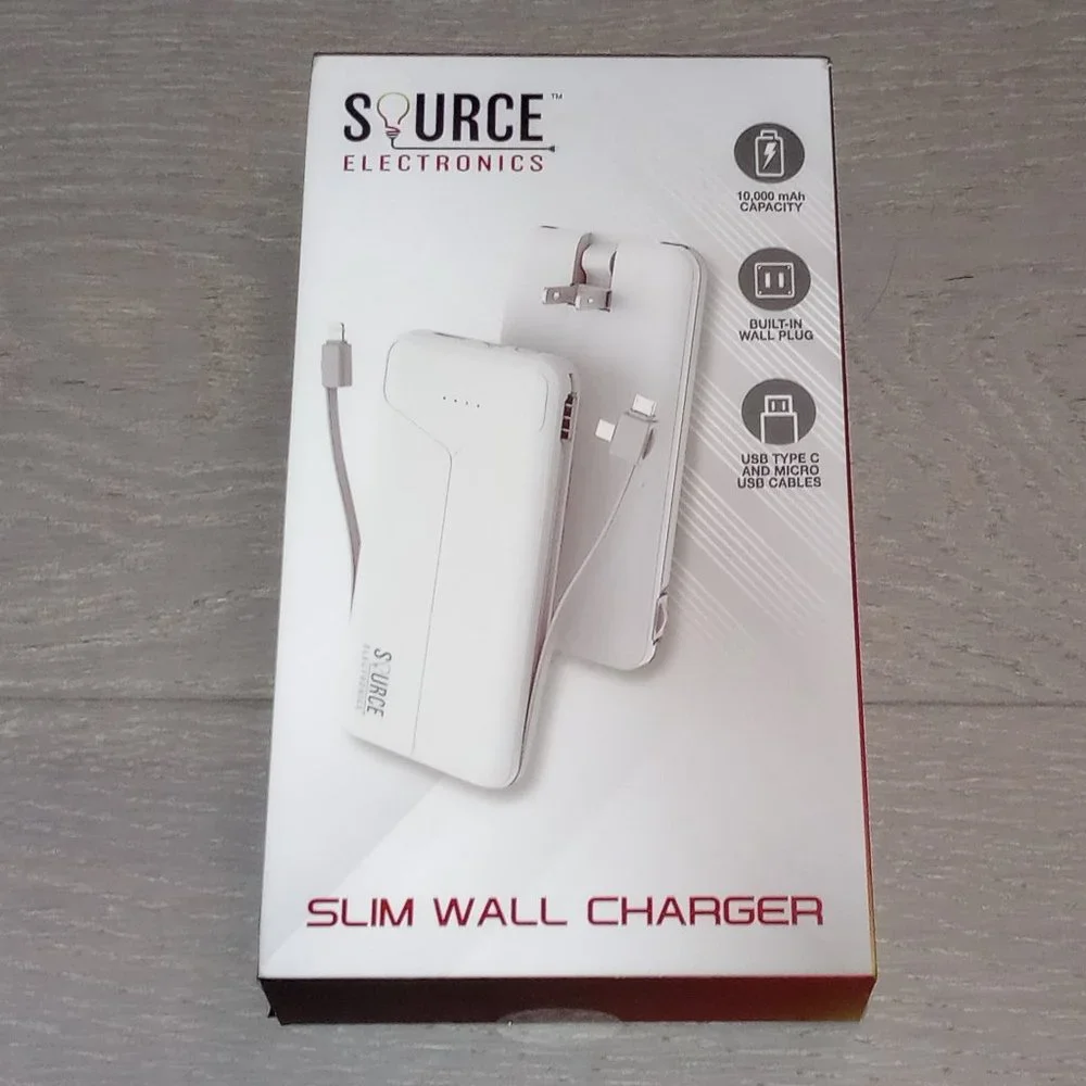 New Source Electronics Slim Wall Charger-USB C/Micro USB-10000 mAh Power Pack