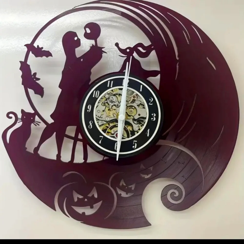 Jack Sally Skellington Nightmare before Christmas vinyl record wall clock