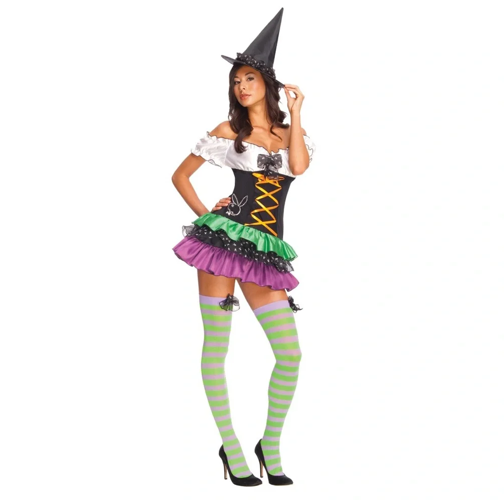 🎃Halloween Stockings~RARE VINTAGE Costume Accents NEON STRIPES 👻FALL FLARE