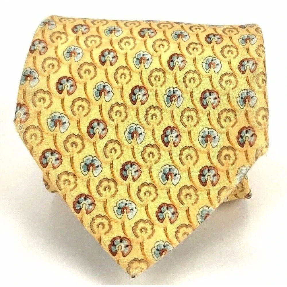 ERMENEGILDO ZEGNA Tie Silk Elegant Floral Necktie 100% Silk Made Italy 3.5 x 60