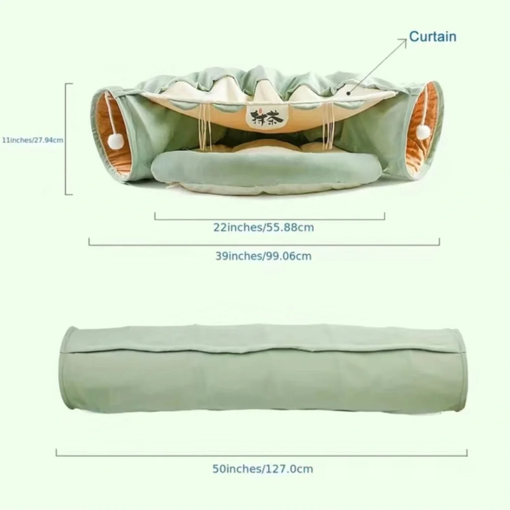 NEW Cat Tunnel: Collapsible Washable Bed & Toy for Indoor Cats-Coffee