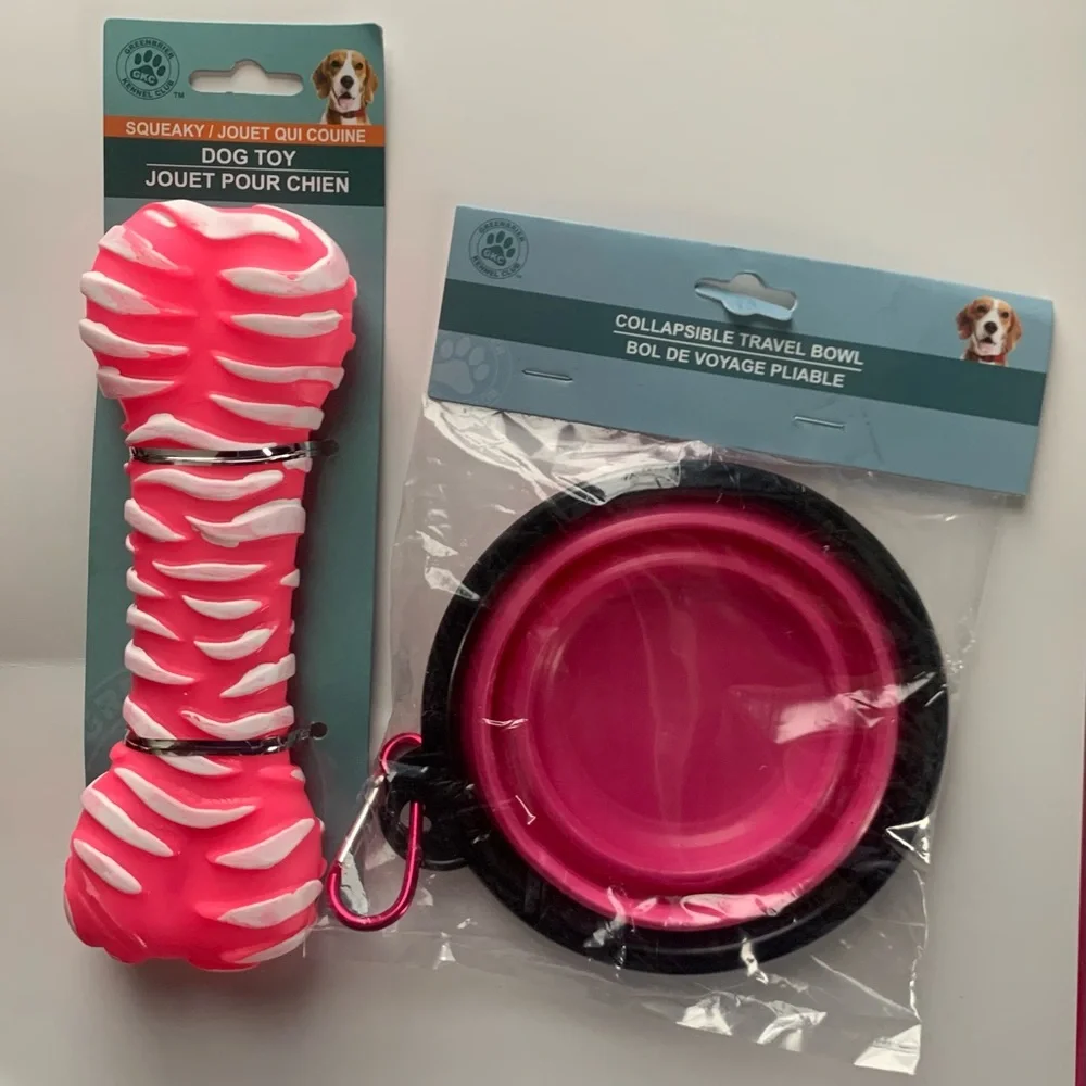 2pc Collapsable Travel Dog Bowl and Dog Toy