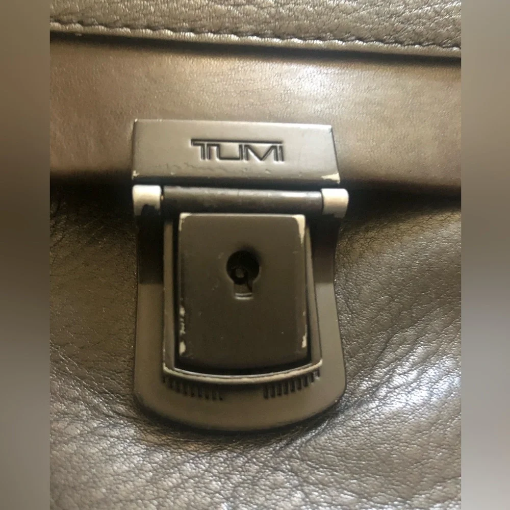 Tumi black leather