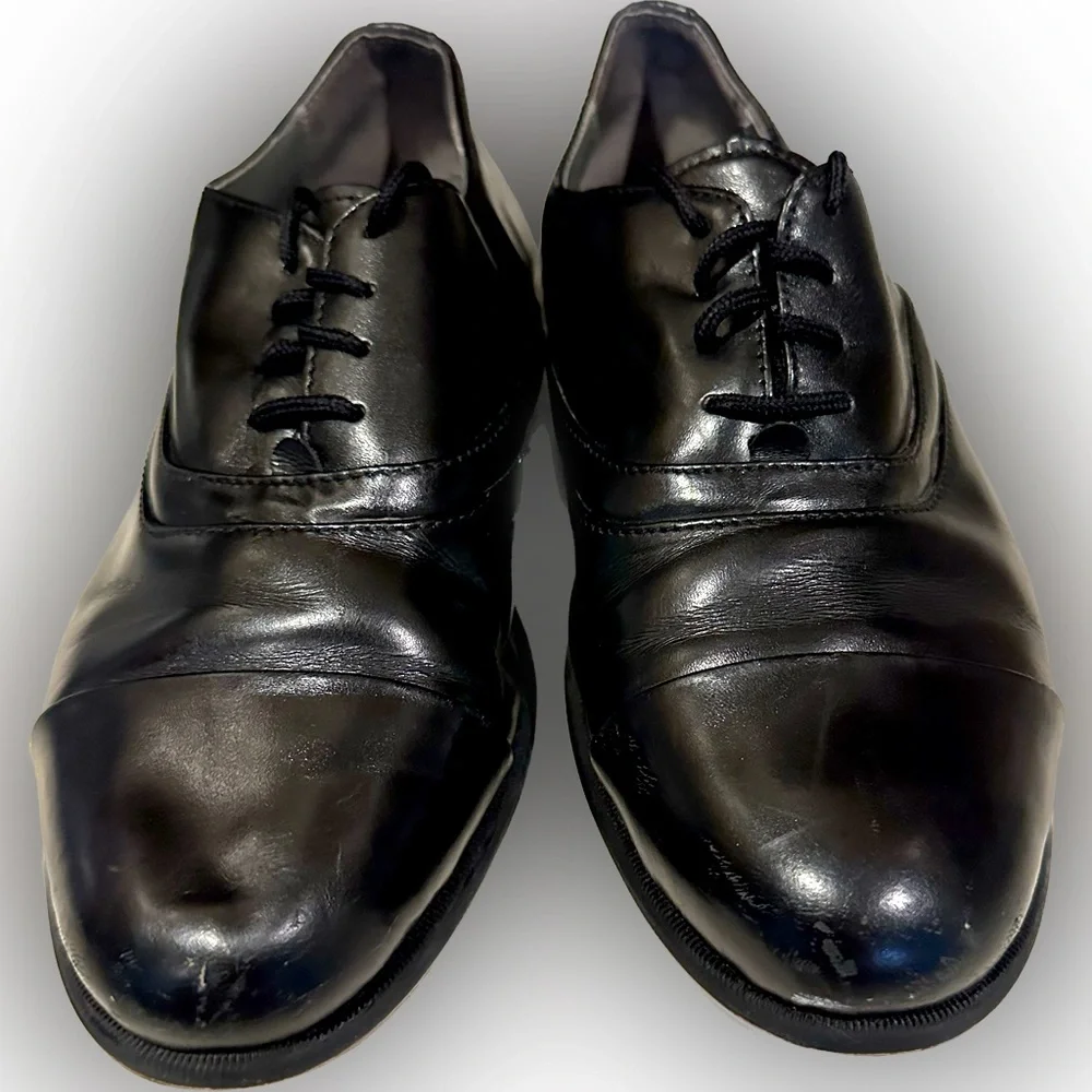 STACY ADAMS BLACK LEATHER LACE UP DRESS DANCE SHOE SZ: 5.5W CHURCH CASUAL STREET