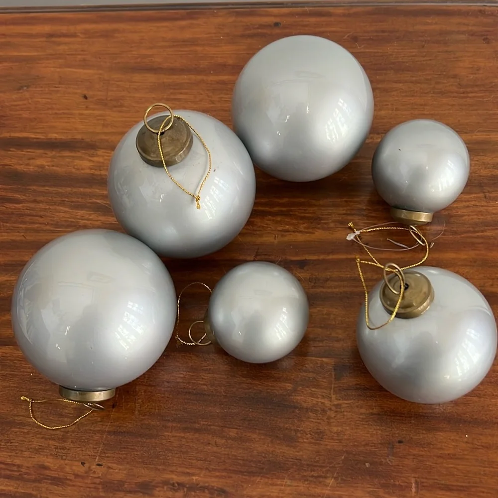 Restoration Hardware Silver Glass Christmas ornament 3.75” Large