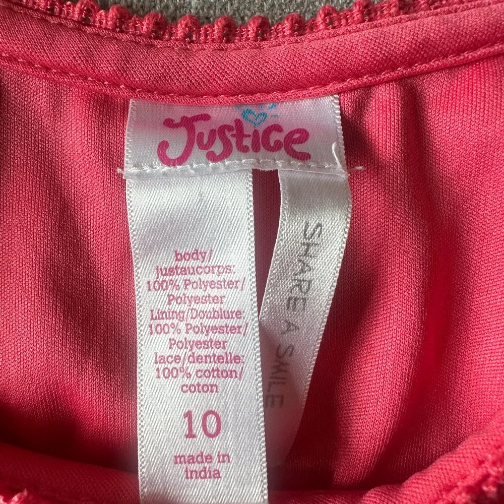 Justice Girls Coral Crochet Floral Tie Back Tank Top Size 10