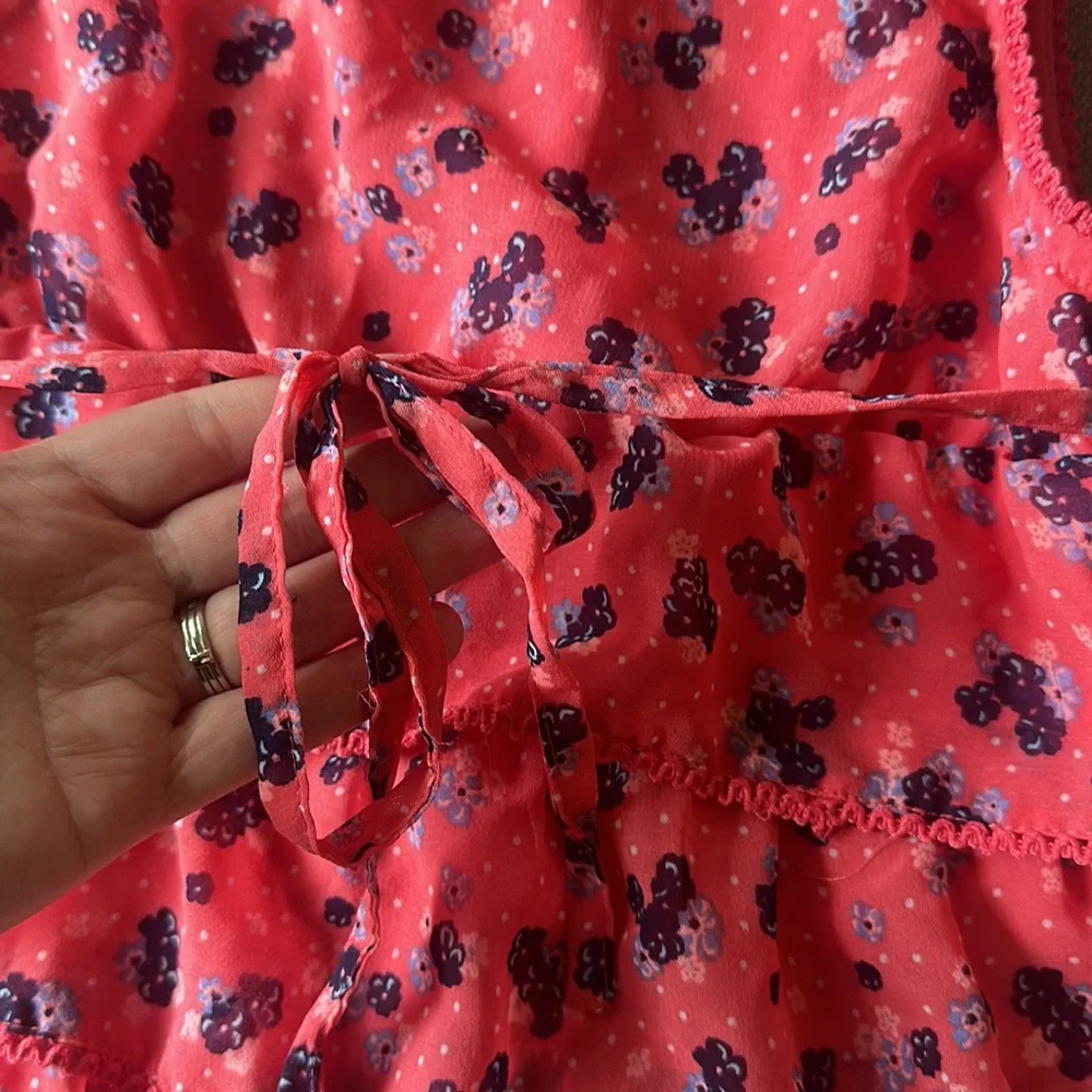 Justice Girls Coral Crochet Floral Tie Back Tank Top Size 10