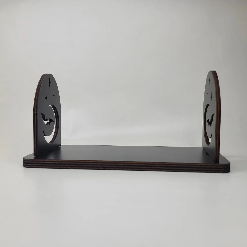 Display Stand Moon and Bat Shelf Book Stand Crystal Display Shelf 8×3 inches