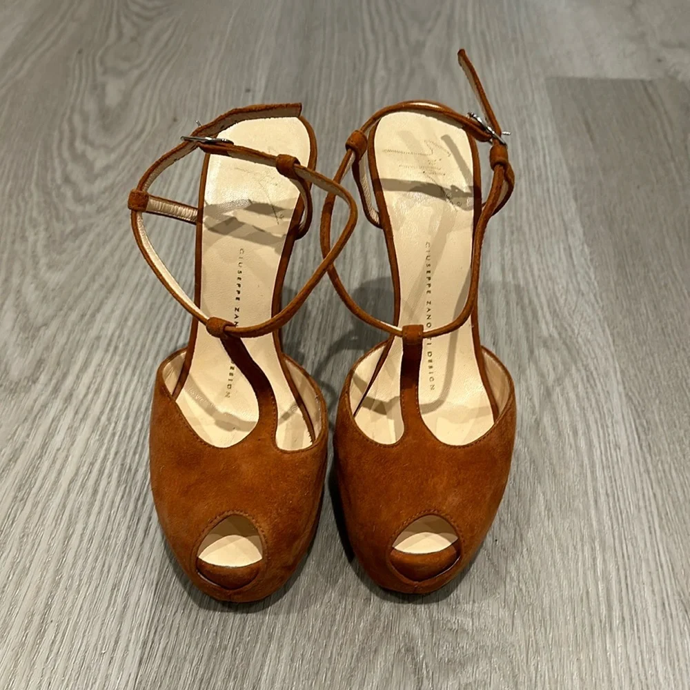 Giuseppe Zannoti T Bar Suede Heels