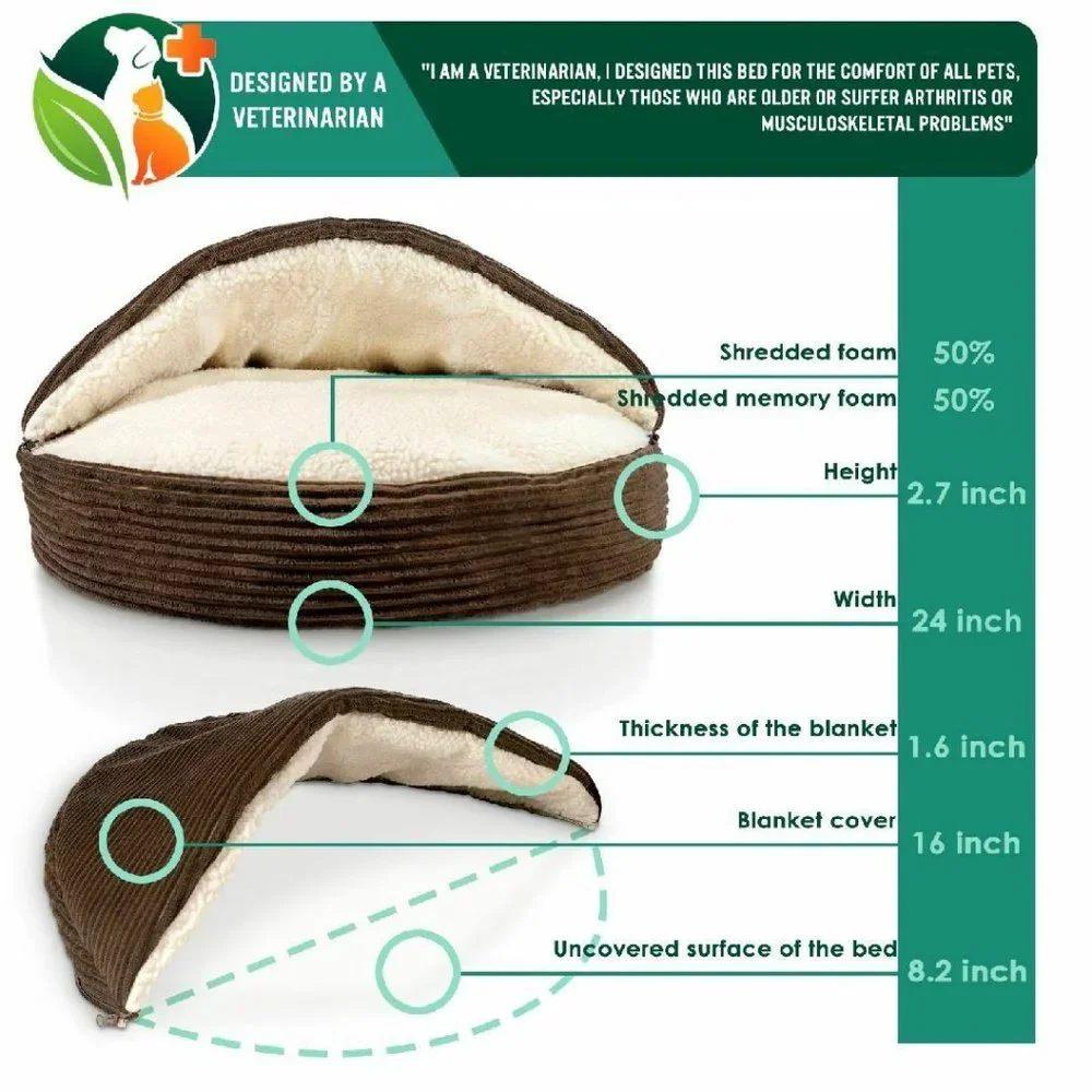 Fleecy Pet Cave Round Soft Bed for Small Dog