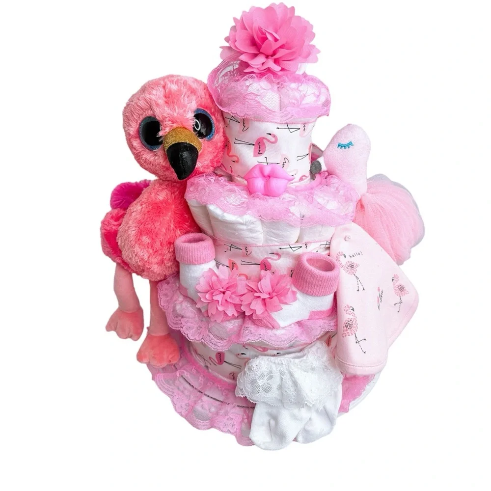 Flamingo Diaper Cake, Baby Shower Gift