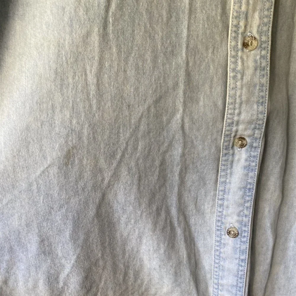 Wrangler Jean Shirt Womens Large Hero Blue faded worn long sleeve Grandma