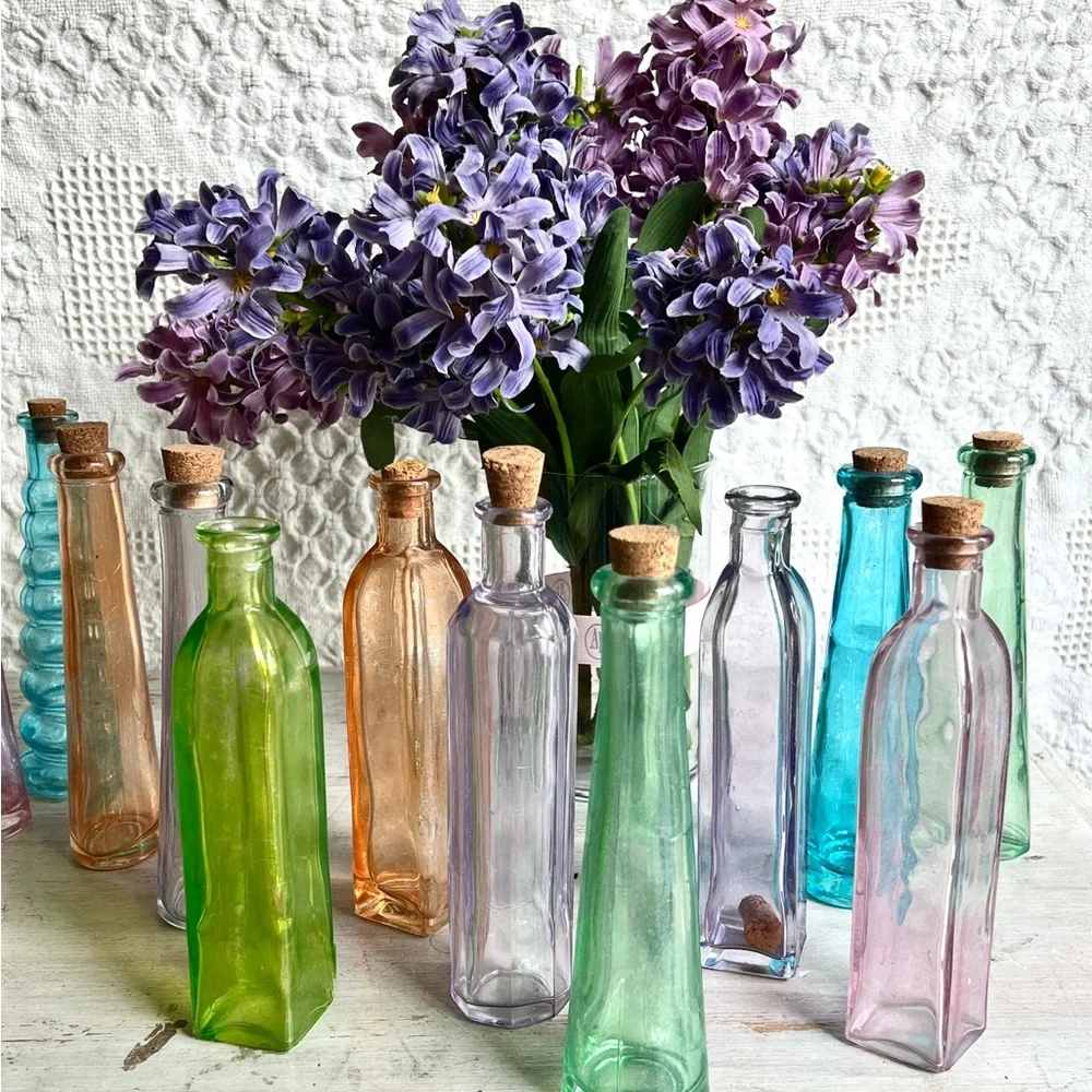 70s VTG Orange Glass Bottles Party Decor Weddings Birthdays Showers $29 each