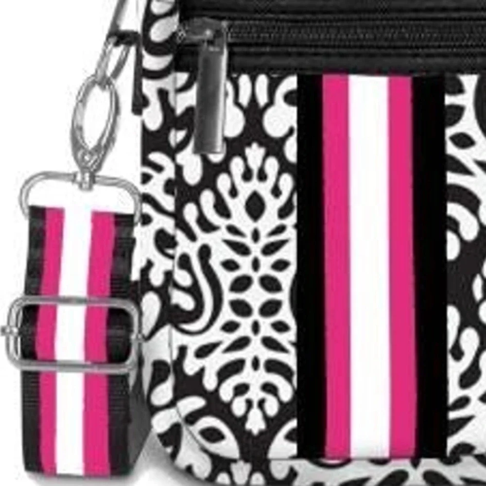 Carla Street Neoprene Everyday Crossbody Black White Damask
