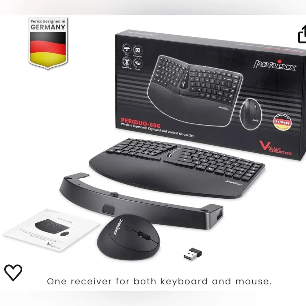 Perixx Periduo-606C wireless ergonomic keyboard with vertical mouse