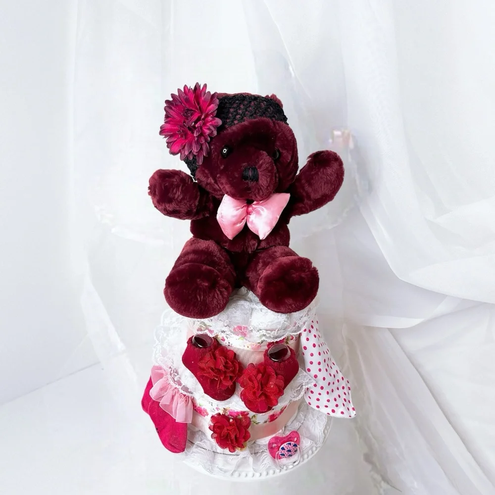 Bear Diaper Cake, Girls Diaper Cake