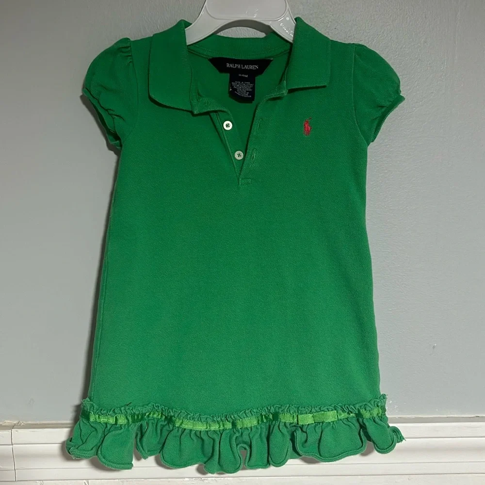 Preloved Ralph Lauren Girls Green Polo Dress Size 24M
