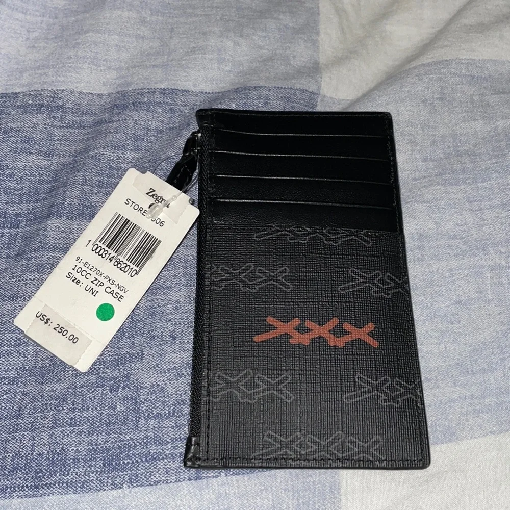 COPY - NWT! Ermenegildo Zegna couture leather zip case.