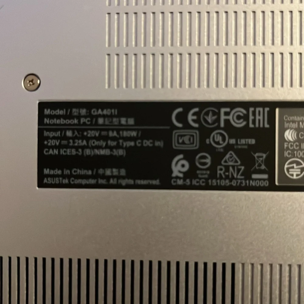 ASUS model ga401iv