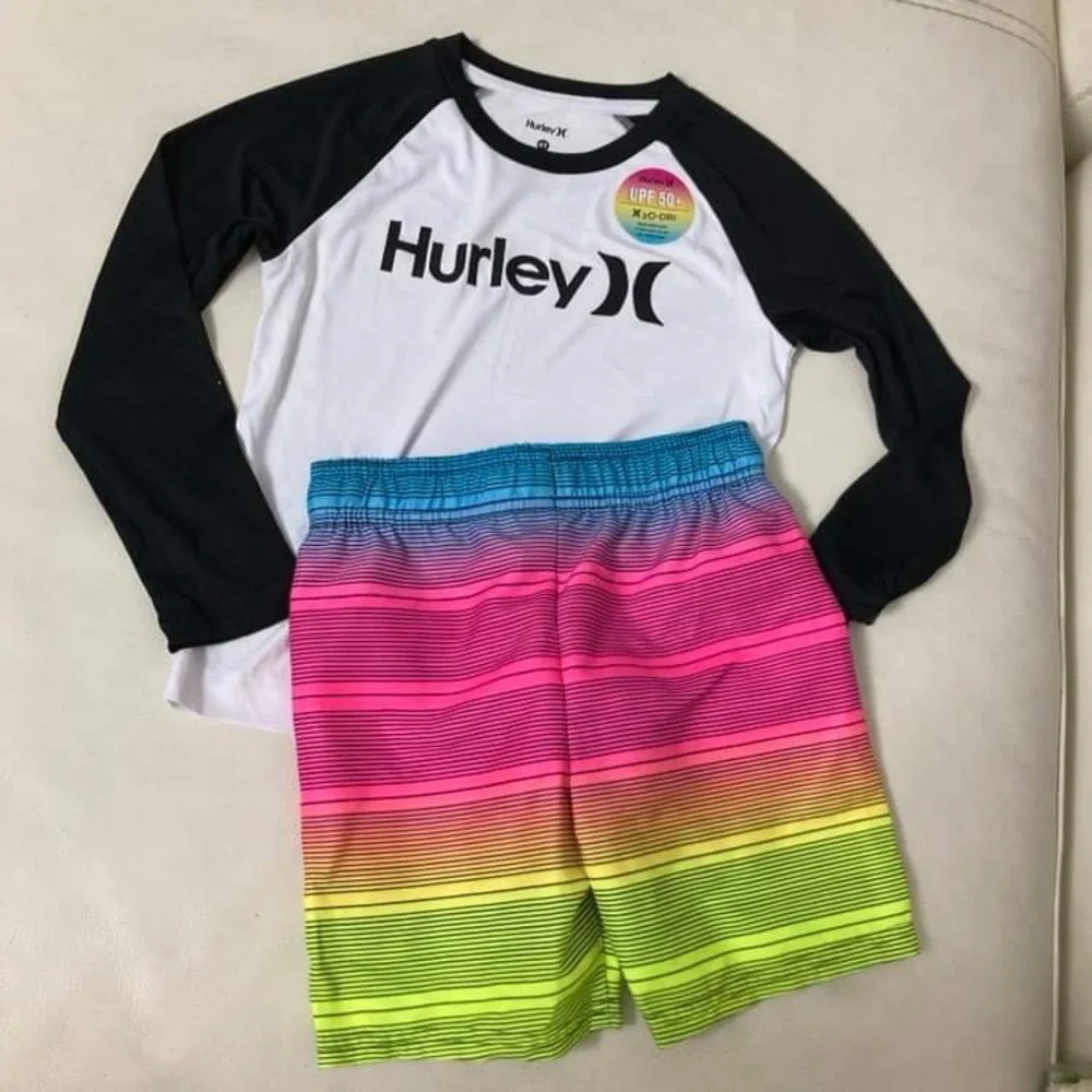 Hurley New Rainbow long sleeve active shorts performances set 8008