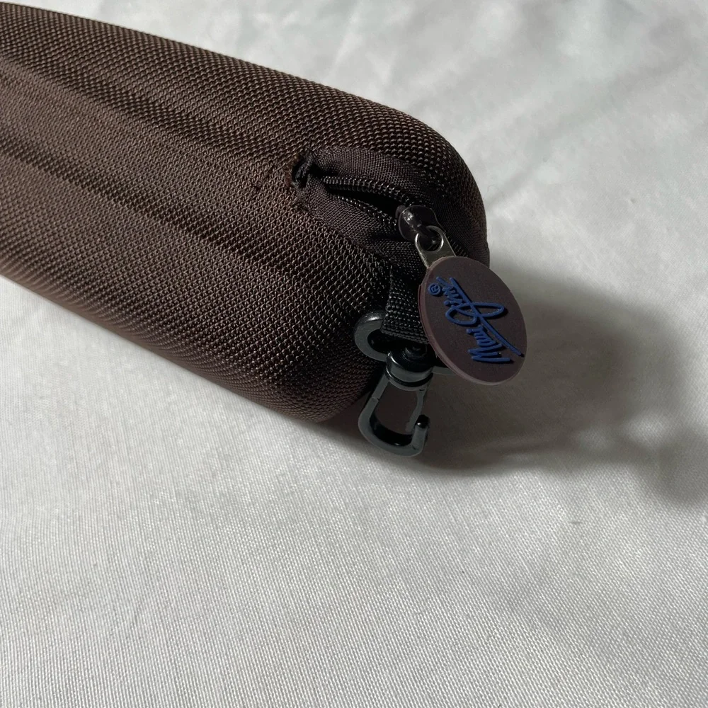 Maui Jim sunglasses case zipper canvas with clip dark brown