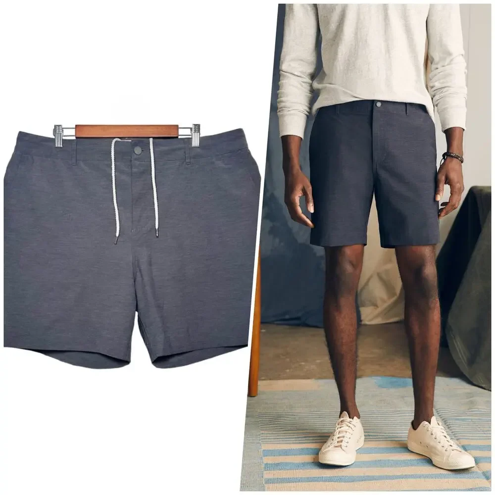 Faherty | Men | All Day Charcoal 7 Inch Flat Front Performance Shorts | Size 38
