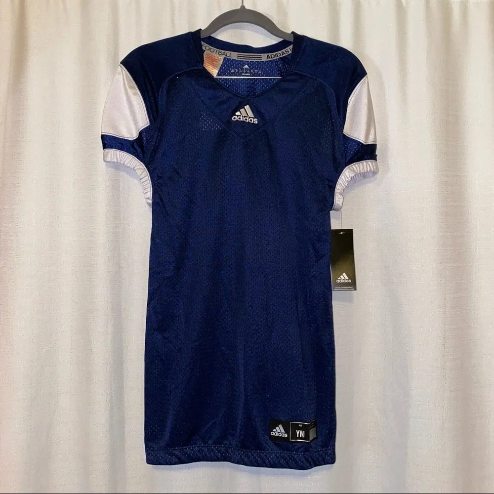 Adidas Youth Football Jersey Blue and White, New with tags Size Medium