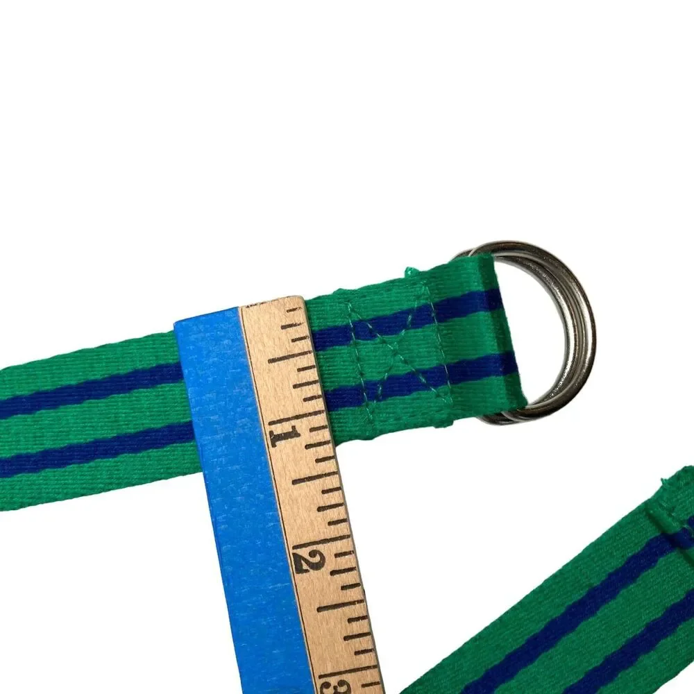 Polo Ralph Lauren Youth Size 10 Green Blue Striped D-Ring Ribbon Belt USA