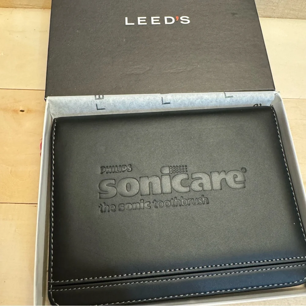 Leed’s Sonicare Office Notepad Black Leather Cover New in Box