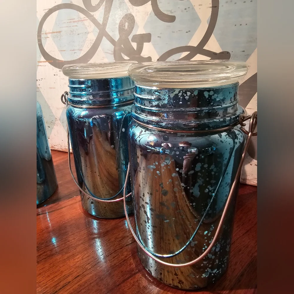 Valerie Parr Hill lndoor/Outdoor Hand Blown Mercury Glass Lit Mason Jars w/Timer