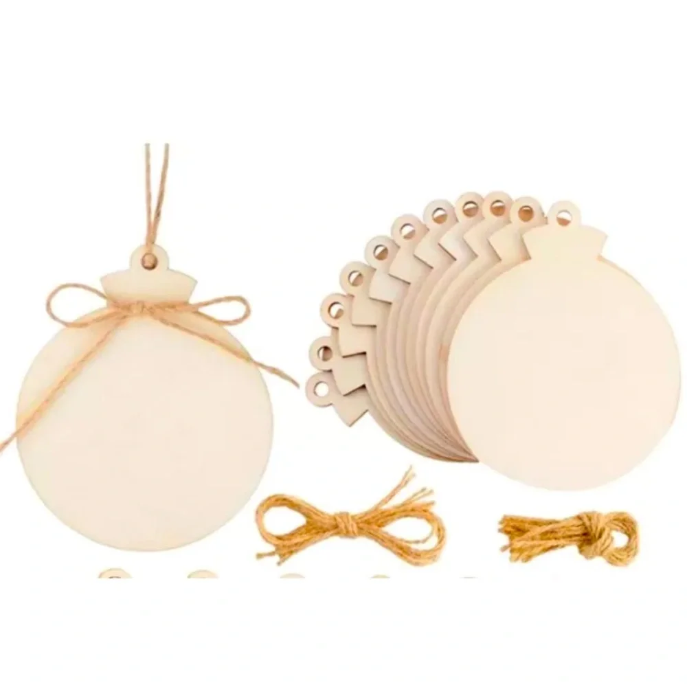 150PCS Unfinished Wood Christmas Ornament Slices With Twine And Color Pens