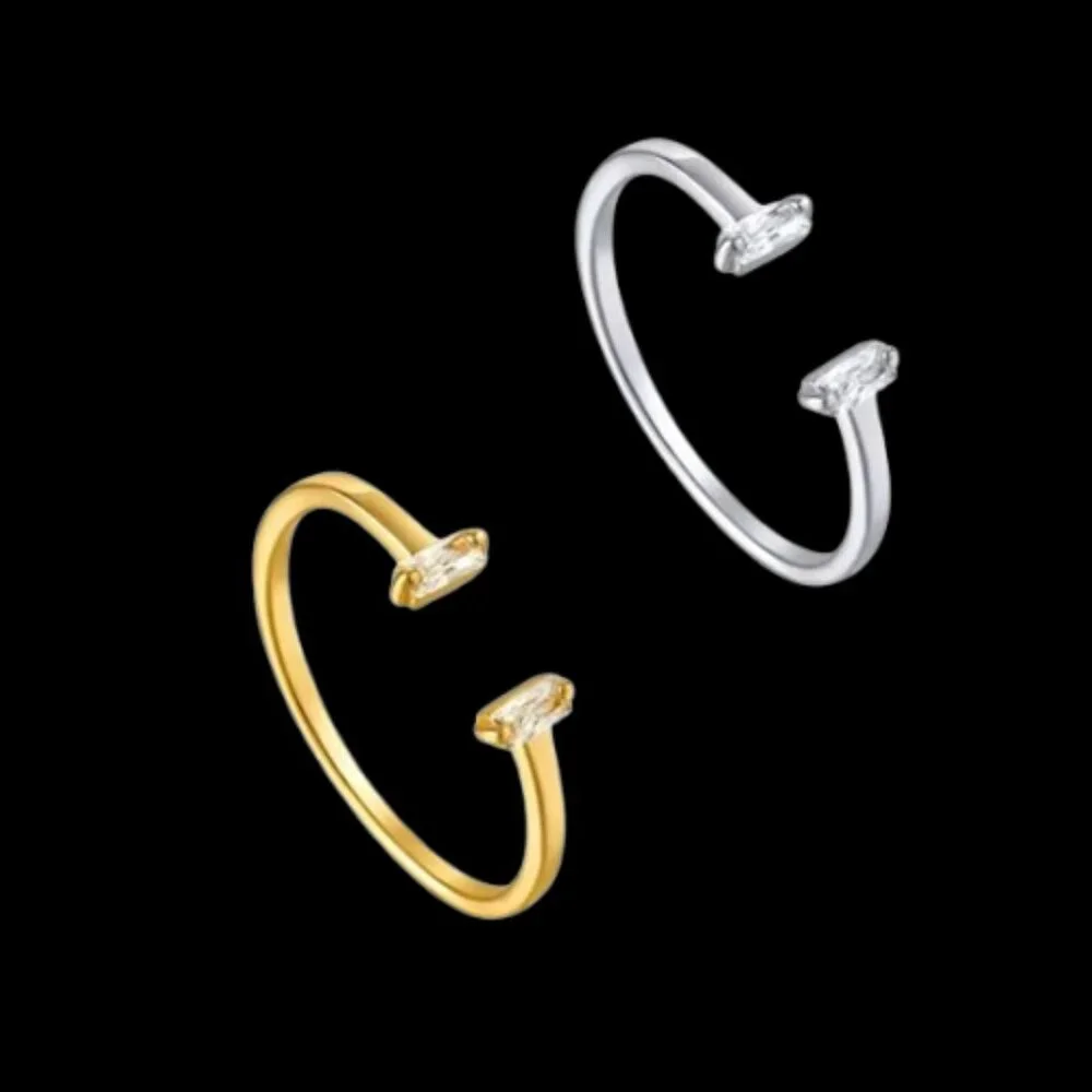 Crystal Minimalist Dainty Ring in 24kt Yellow Gold Plated or Sterling Silver