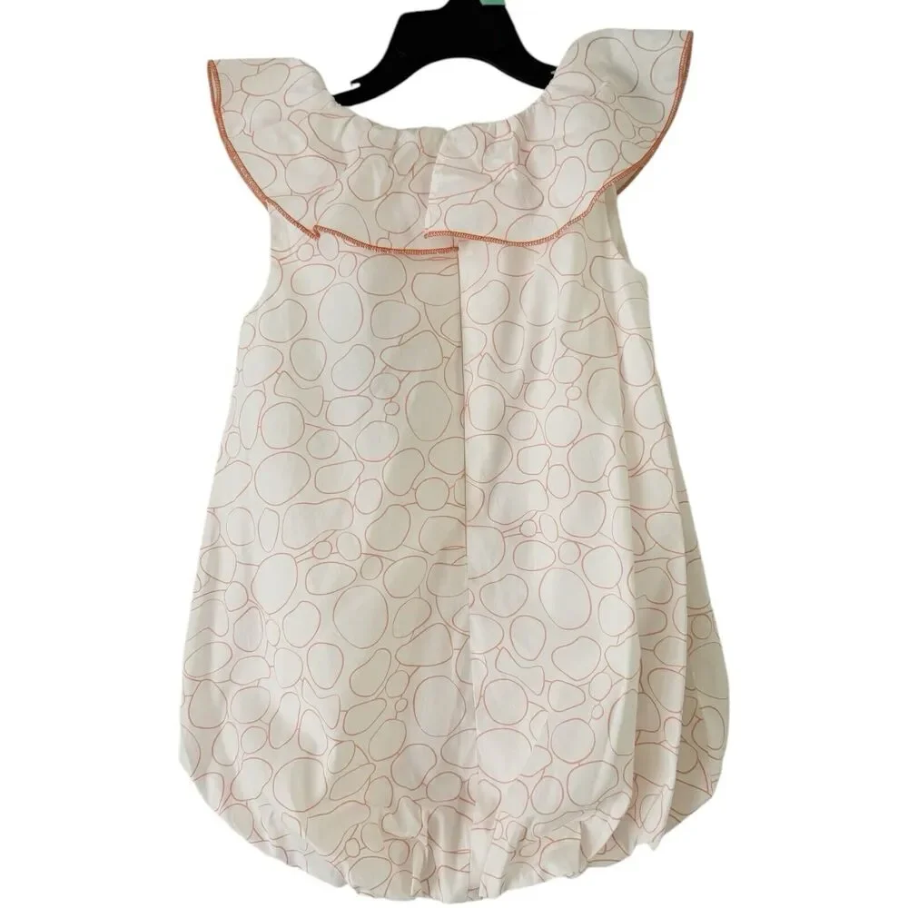 NWT Coco Au Lait White Orange Circle Ballon Skirt Dress Ruffle Neckline Size 3Y