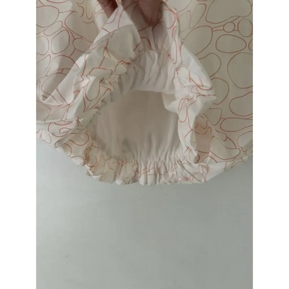 NWT Coco Au Lait White Orange Circle Ballon Skirt Dress Ruffle Neckline Size 3Y